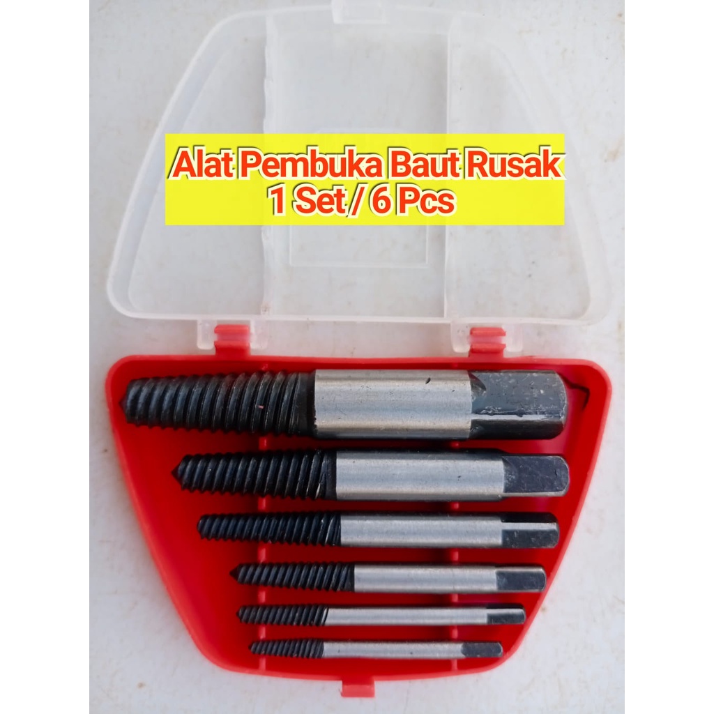 Alat Buka Baut Patah 6 pcs / Screw Extractor set 6pcs Buka Kran Rusak