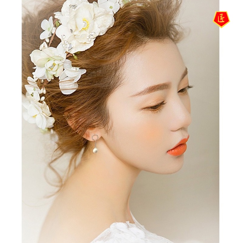 [Ready Stock]Personalized Female Tassel Long Pearl Earrings