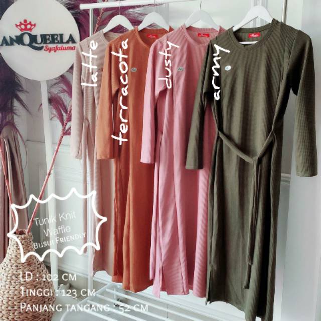 tunik anqueela / tunik wafel / tunik waffle / tunik rajut / tunik knit waffle / tunik busui