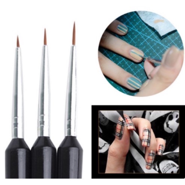 3pcs brush liner painting brush nailart kuas menggambar kutek gel nail art detailed brush