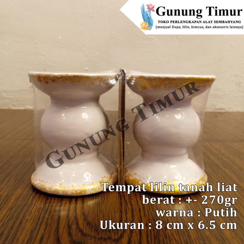 Tempat lilin tanah liat / Candle Holder Kualitas bagus warna putih