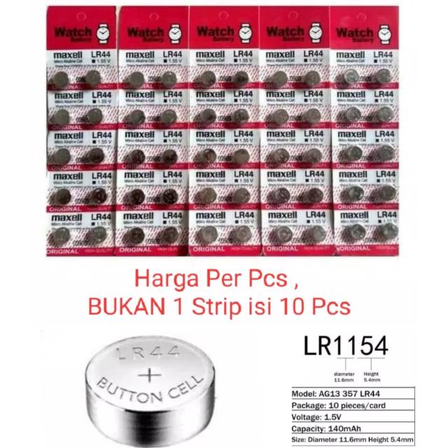 (NCS) Batre kancing LR44 / Battery AG13 / LR44 / AG 13 / LR 44 / Baterei L1154F Baterai TERMURAH