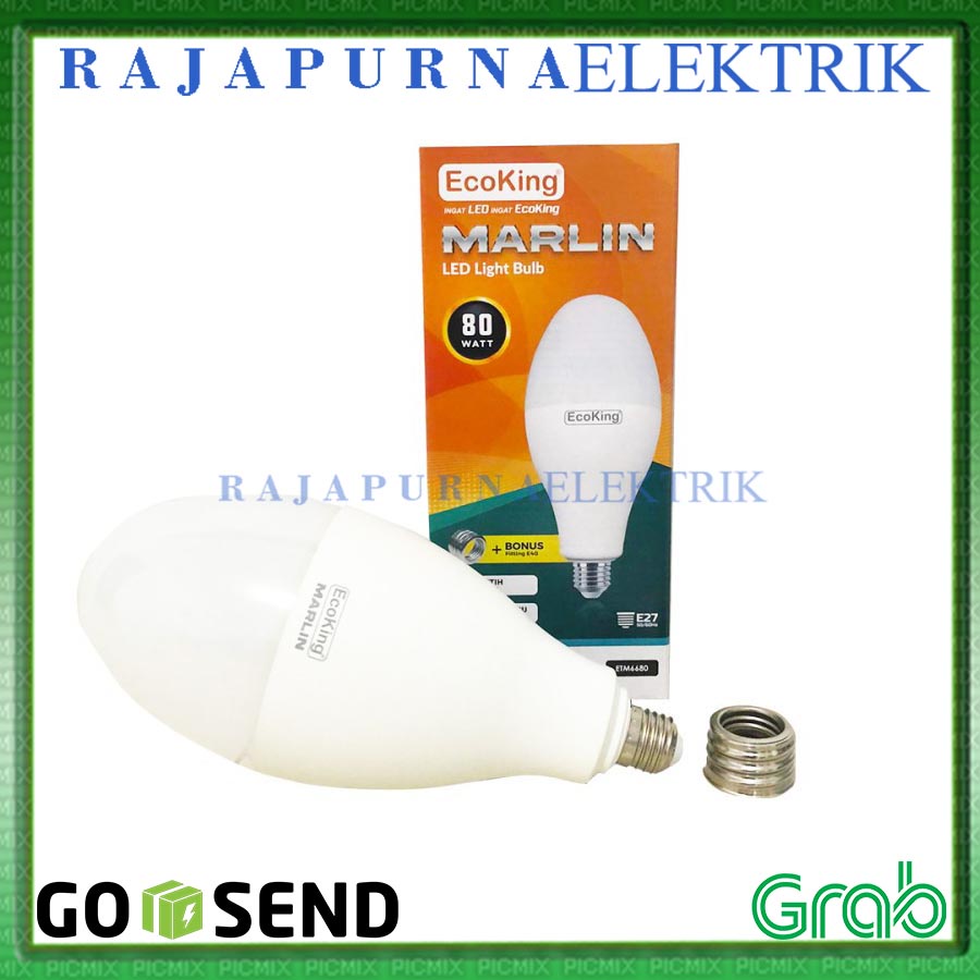 Ecoking lampu LED marlin 80W Watt E27 E40 Bola Lampu jalan ORIGINAL