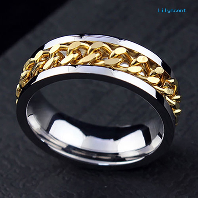 Ls Cincin Rantai Stainless Steel Gaya Punk Untuk Pria / Wanita