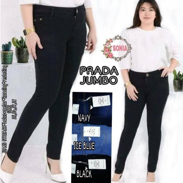 HOPYLOVY CAT CELANA NAVY DARK BLUE MUDA TUA 12.12 / Celana Jeans Pensil Wanita Prada JumbooJumbo OS