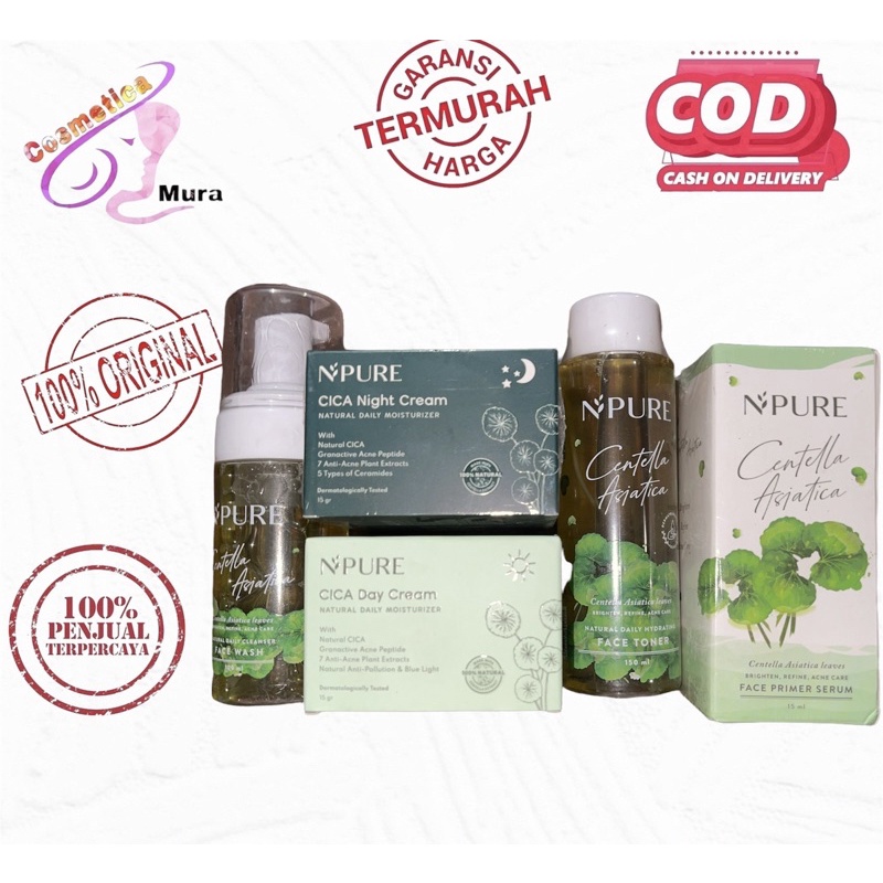 [ paket 5in1 ] Npure Centella Asiatica paket skincare series - Paket perawatan Wajah N'pure Centella Asiatica With Cica