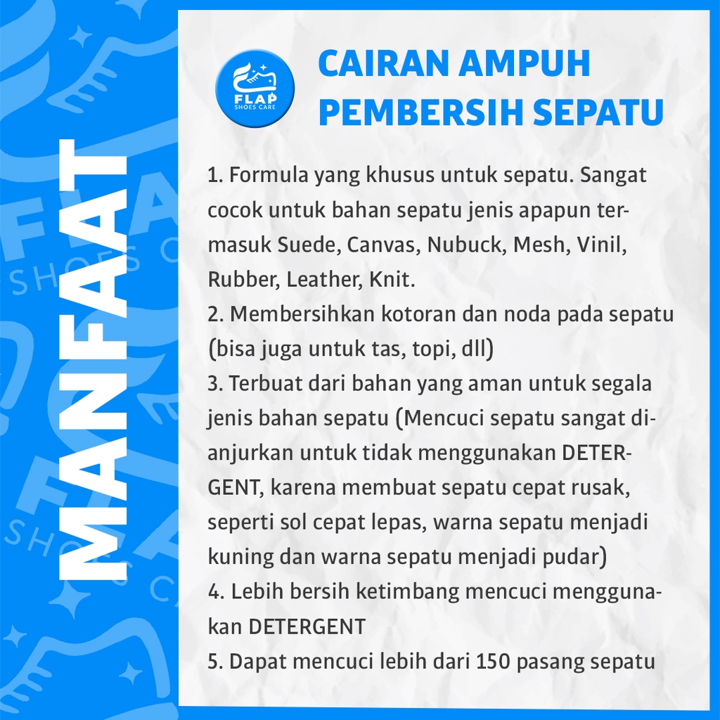 Flap Shoes Care Pembersih Sepatu Putih Tanpa Air dan Sepatu Warna 250mL
