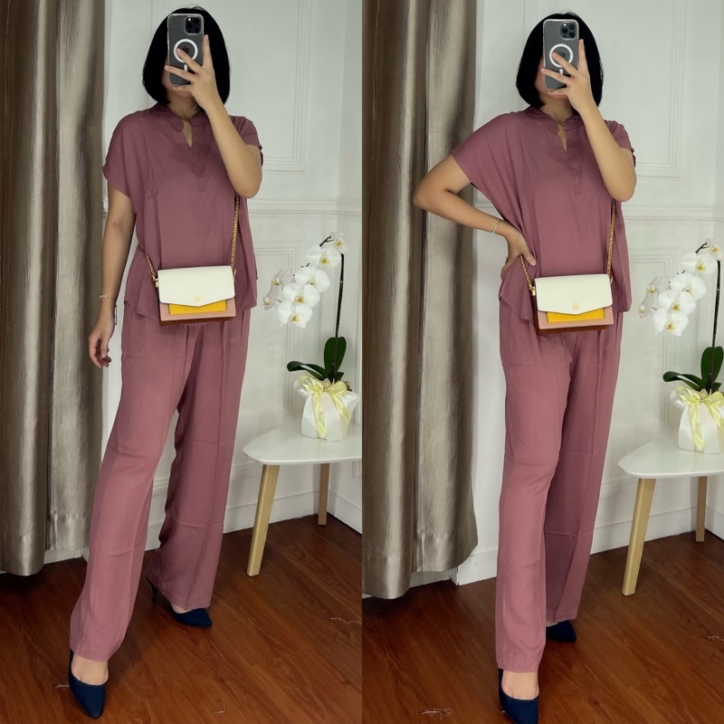 ONE SET TWILL PIYAMA SET TWILL/PAJAMAS/DAILY ONE SET/SETELAN / SETCEL / KEMEJA RAYON / RAYON TWILL-LULA TWILL