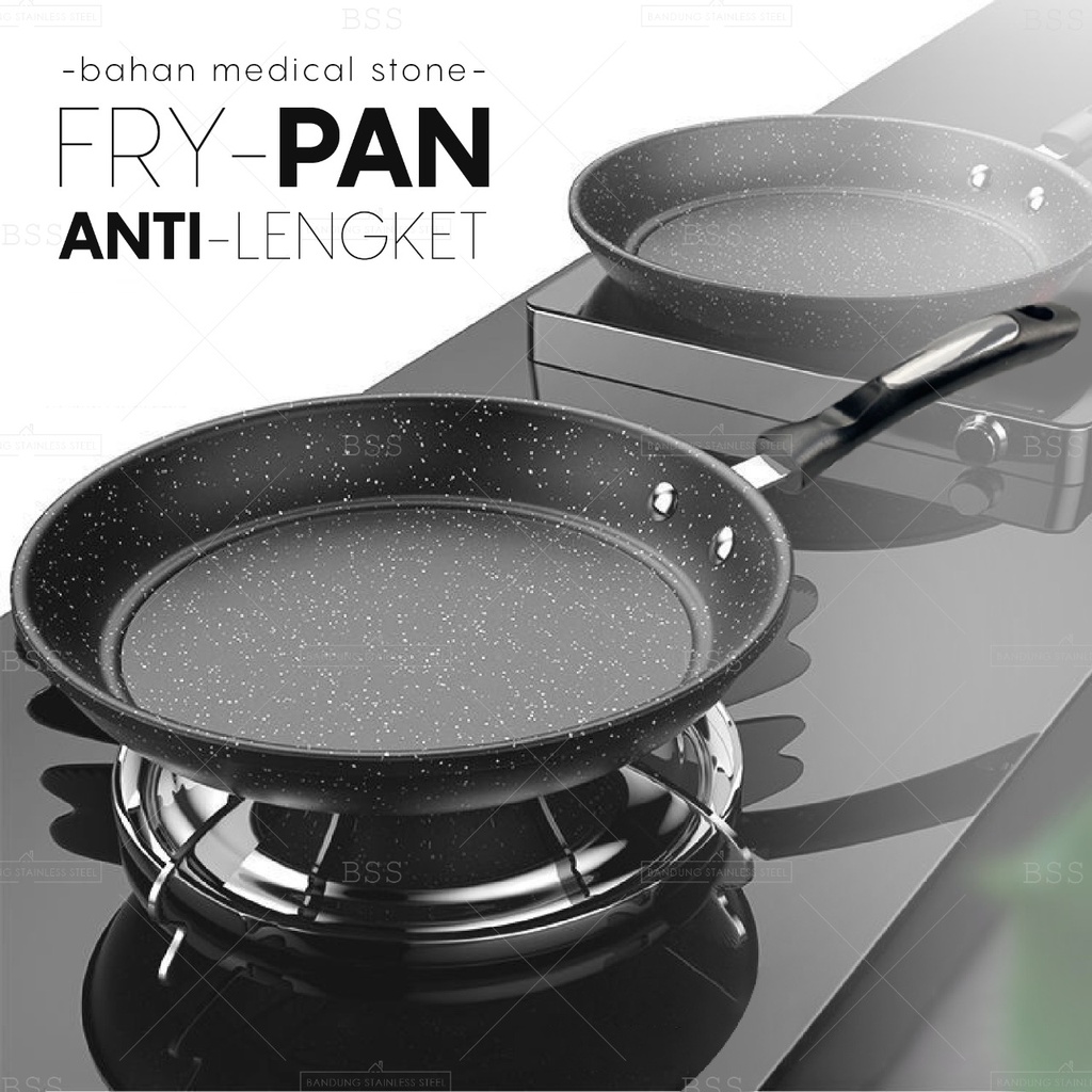 Fry Pan Teflon Anti Lengket Wok Medical Stone 22cm 25cm 28cm Frypan Penggorengan Wajan Masak