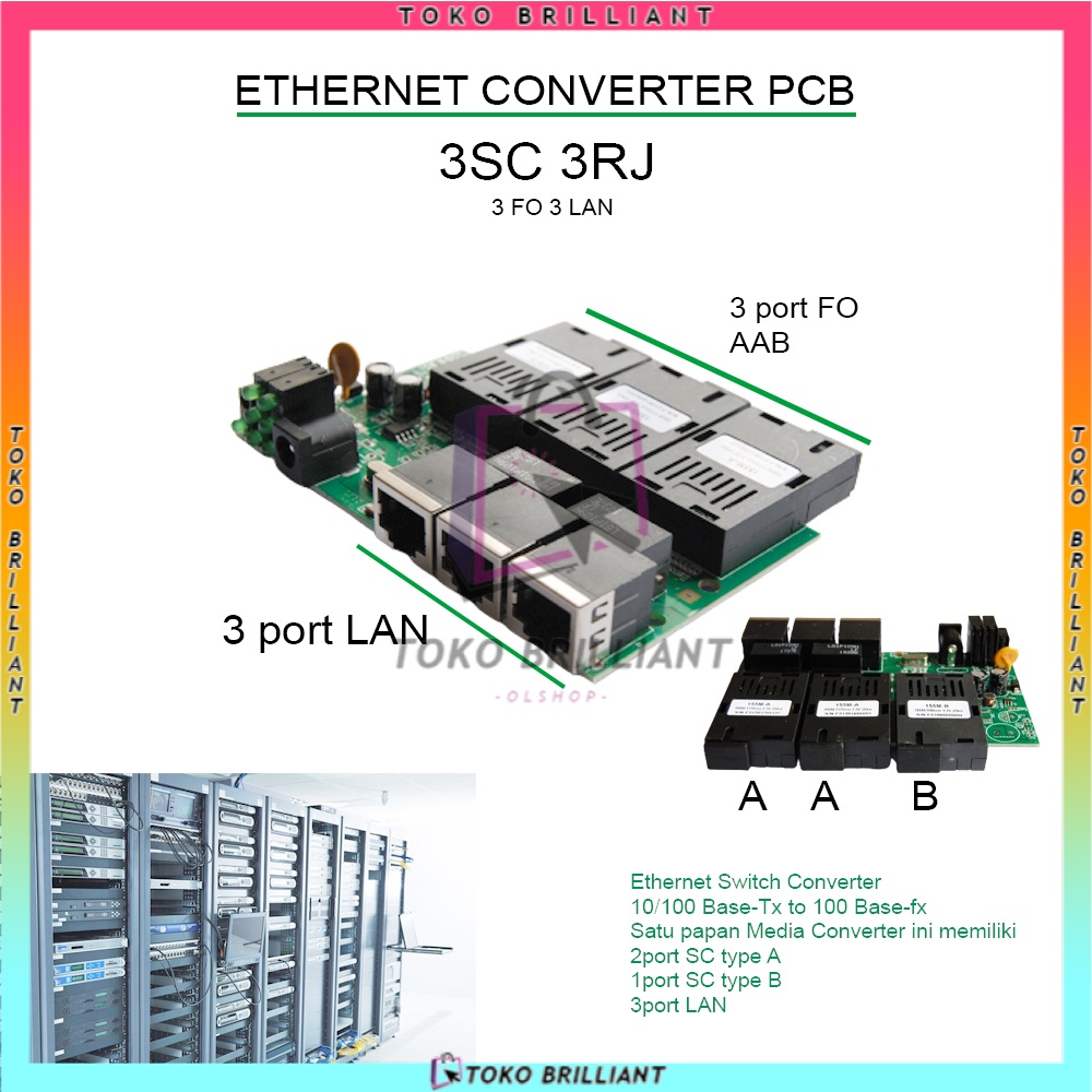 10/100M single mode 3FO 3LAN  3F3E Reverse POE Media Converter HTB Green Board