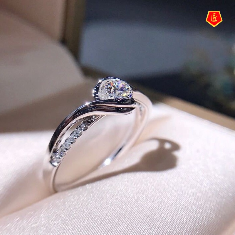 [Ready Stock]Simple 18K Platinum Diamond Ring