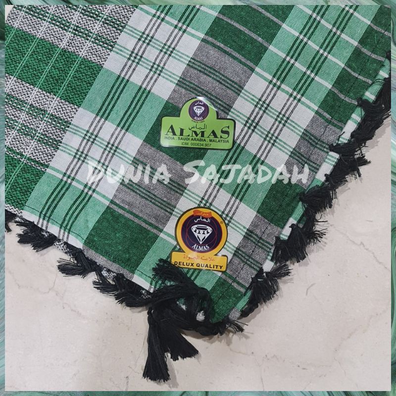 Sorban Haji Almas Kotak Warna / Sorban Almas Imamah Kuncir / Sorban Rumbai Oleh Oleh Haji Umroh