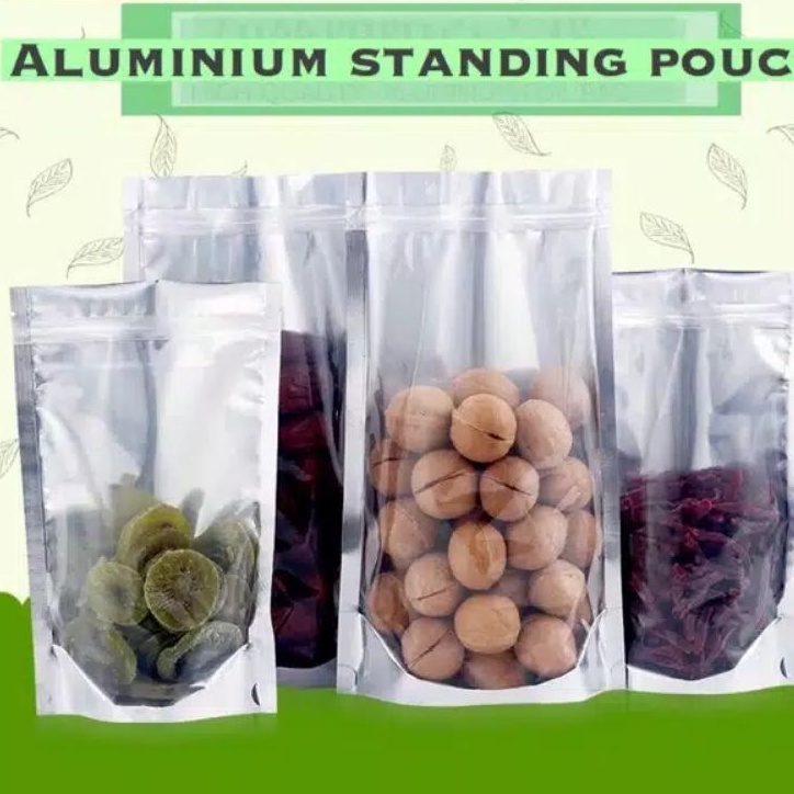 Aluminium Window Standing Pouch ziplock Bag Aluminium Foil Kemasan Kopi Kemasan Masker 10pcs