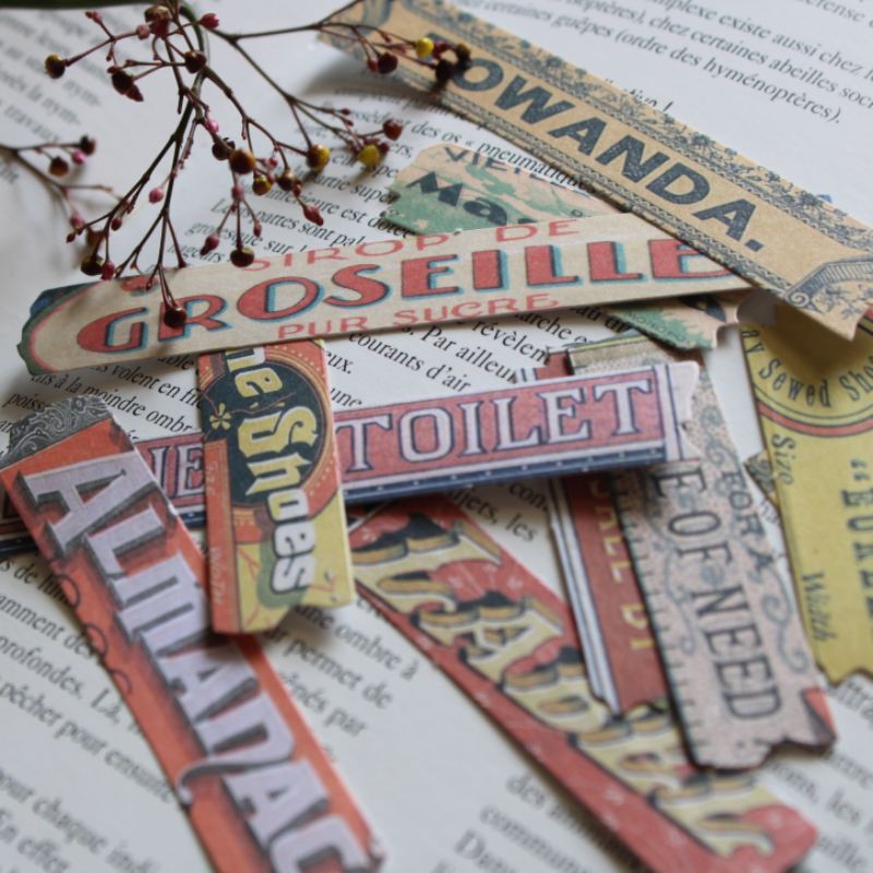 

stiker retro tulisan 12 pcs