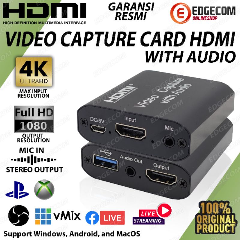 USB Video HDMI Capture LOOP OUT With Audio 4k 1080P60fps