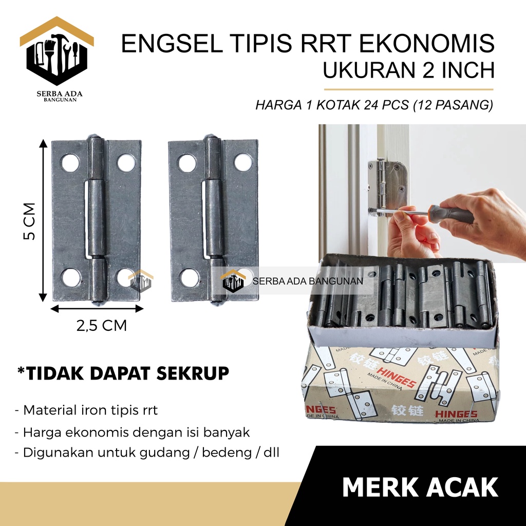 (HARGA PER BOX) ENGSEL TIPIS RRT 1&quot; 1/2&quot; 2&quot; 21/2&quot; 3&quot; 4&quot; ENGSEL KECIL LEMARI KOTAK BOX KANDANG