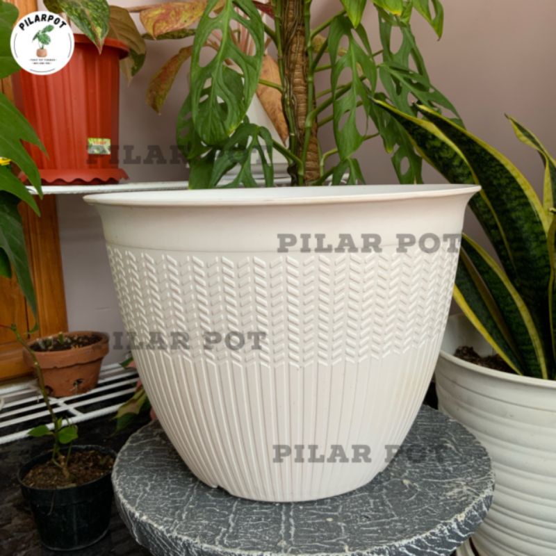 pot bunga tanaman cjp padi 30cm putih - CJP PADI 30 PUTIH 9930