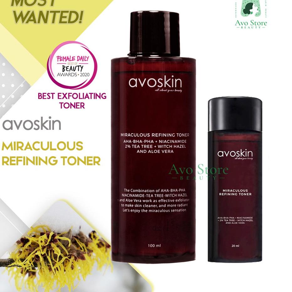 ➻ Avoskin miraculous REFINING TONER 100ml/20ml [AHA BHA PHA NIACINAMIDE] ✬
