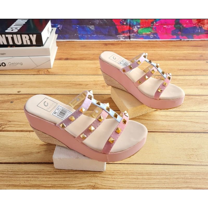 ABBUSHOES Nn 33 sendal wedges sol karet stut annabel 7cm