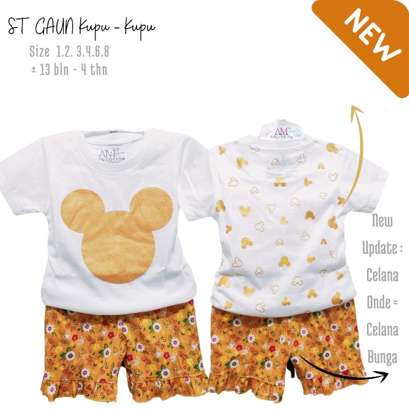 Setelan Anak Perempuan Fullprint &quot;Mouse EMAS&quot; 3 bulan - 8 tahun tahun merk. AM27