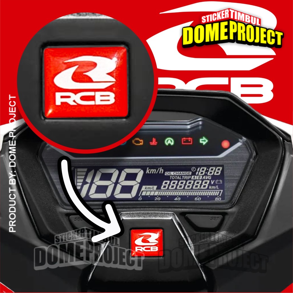 EMBLEM SPIDOMETER HONDA LOGO RCB RACING BOY STIKER TIMBUL AKSESORIS MOTOR STICKER SPEEDOMETER