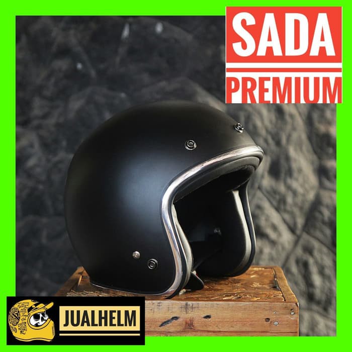 Helm Retro SADA Jitsu Matte Black  ( Helm Classic / Helm Klasik / Helm Vespa / Helm Bogo )