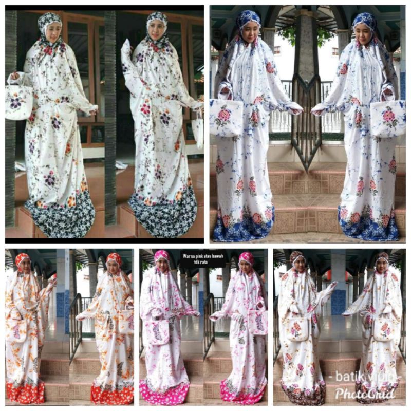 Mukena terusan batik murah, batik Pekalongan bisa COD