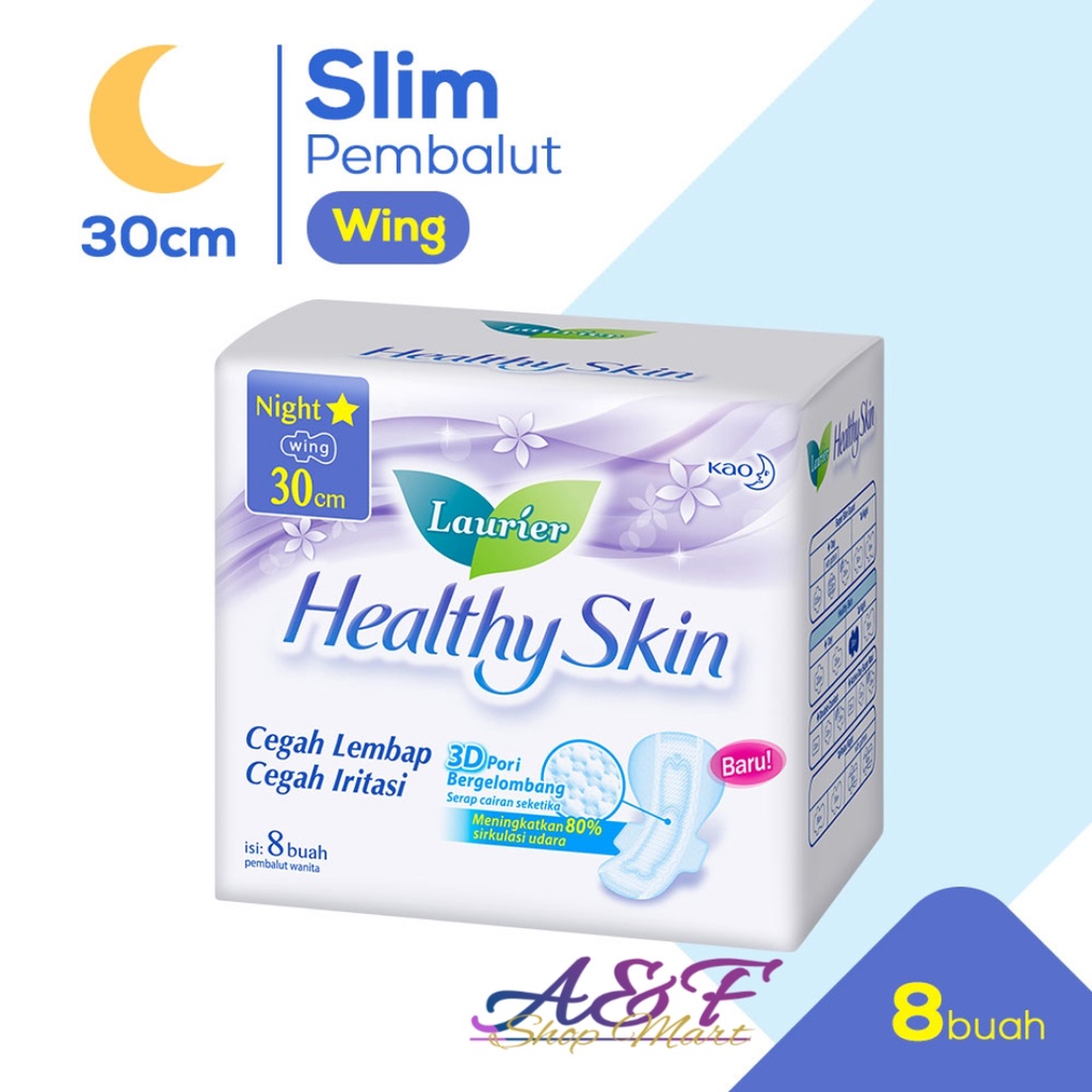 Laurier Healthy Skin Night Wing 30cm 8s - Pembalut Slim