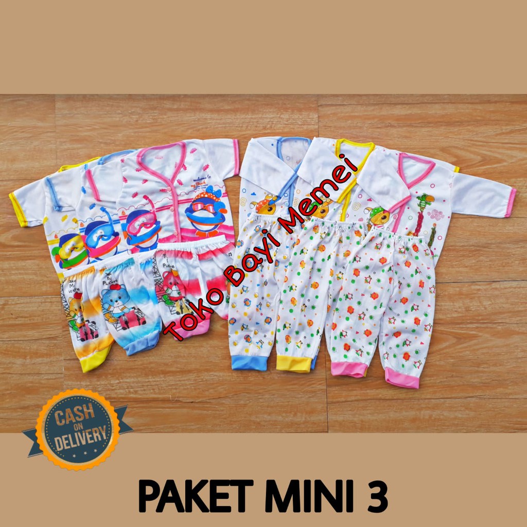 Paket baju bayi dan celana bayi MINI 2 isi 12 pcs bahan katun