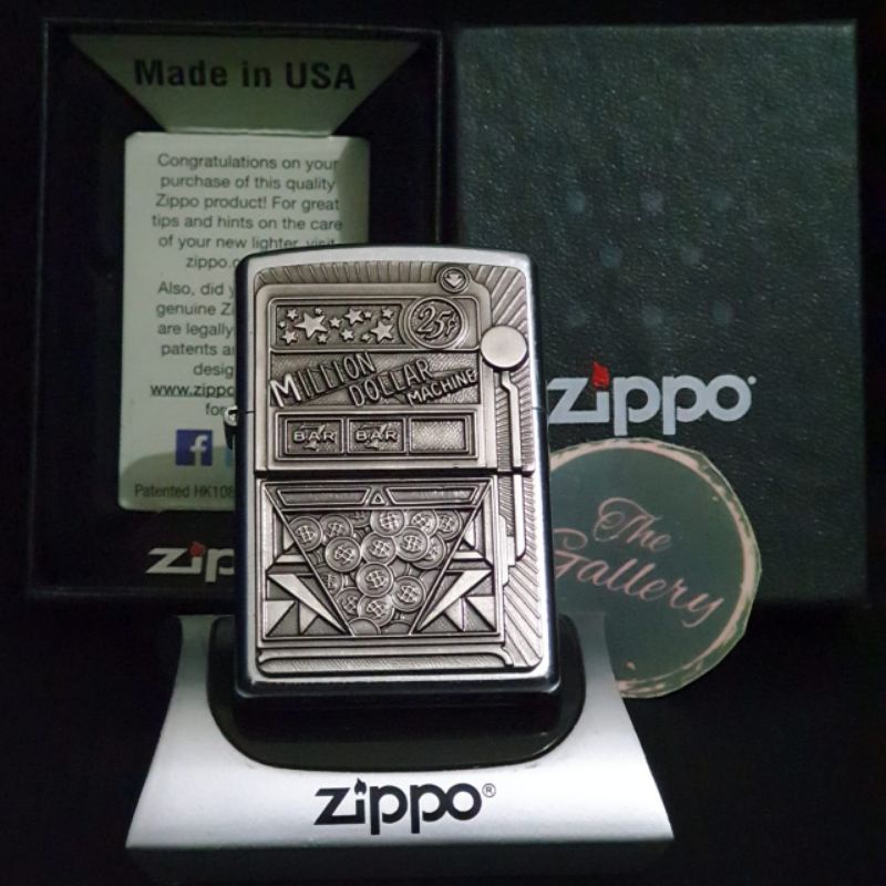 ⭐⭐⭐⭐⭐ ORIGINAL ZIPPO MILLION DOLLARS MACHINE BARRETT SMYTHE TAHUN 2002