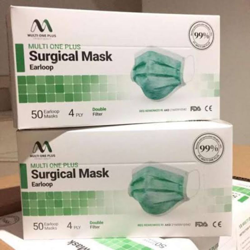 Masker ear loop 4 ply Multi one plus isi 50 pcs / surgical mask