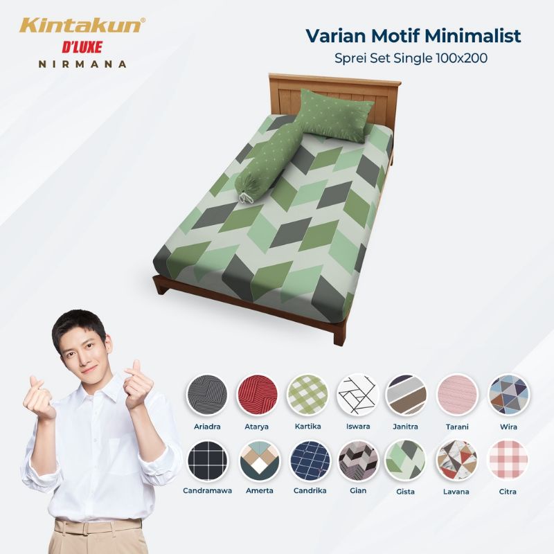 Sprei Kintakun D'luxe Single 100x200 cm Minimalis Collection Abel Hazel Felice Gantari Mahika Amerta