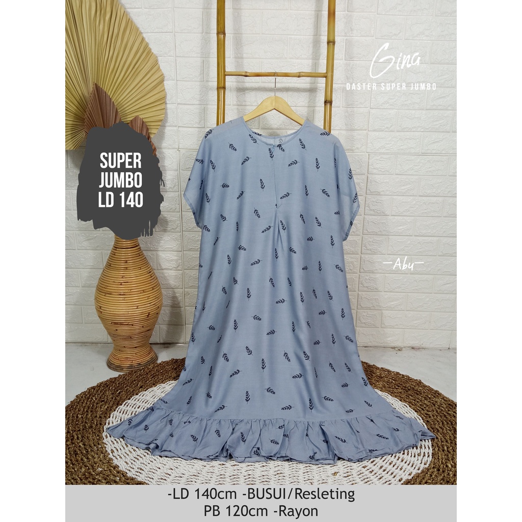 LD 140cm Daster Super Jumbo (42 Motif) (Part 2) dan  Daster Kaftan Viral LD 150cm Ruffle Big Size-Gina Abu