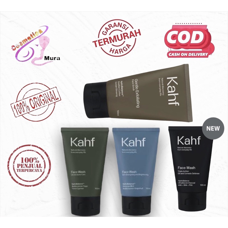 kahf face wash 100 ml - kahf oil and acne care - kahf skin energizing and brightening - kahf gentle exfoliating scrub - kahf triple action oil and comedo defence face wash