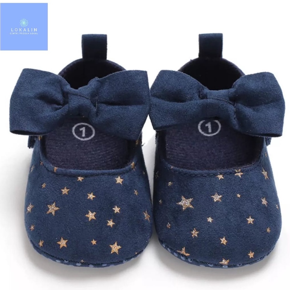 Sepatu Bayi Perempuan Motif Bintang-Prewalker Pita 0-14 Bulan