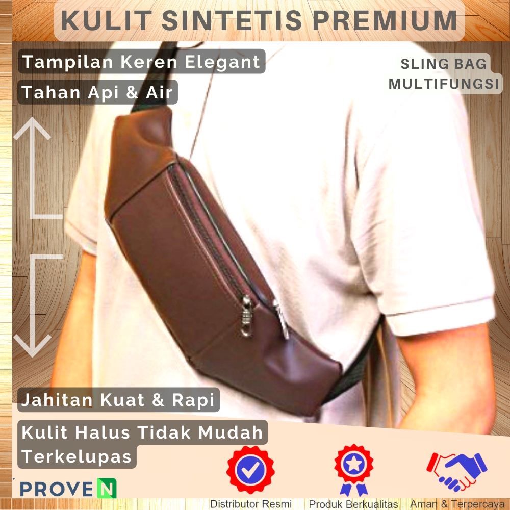 Tas Selempang Pria Kulit Premium Tas Slempang Pria Kulit PU Ada Lubang Earphone Waterproff EWL01 GARANSI ORIGINAL