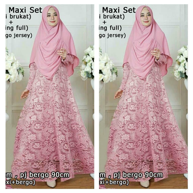 MAXI SET NURMA - GFW10108|Gamis Dress Muslim Baju Fashion Wanita ld100cm syari brukat longdres Murah