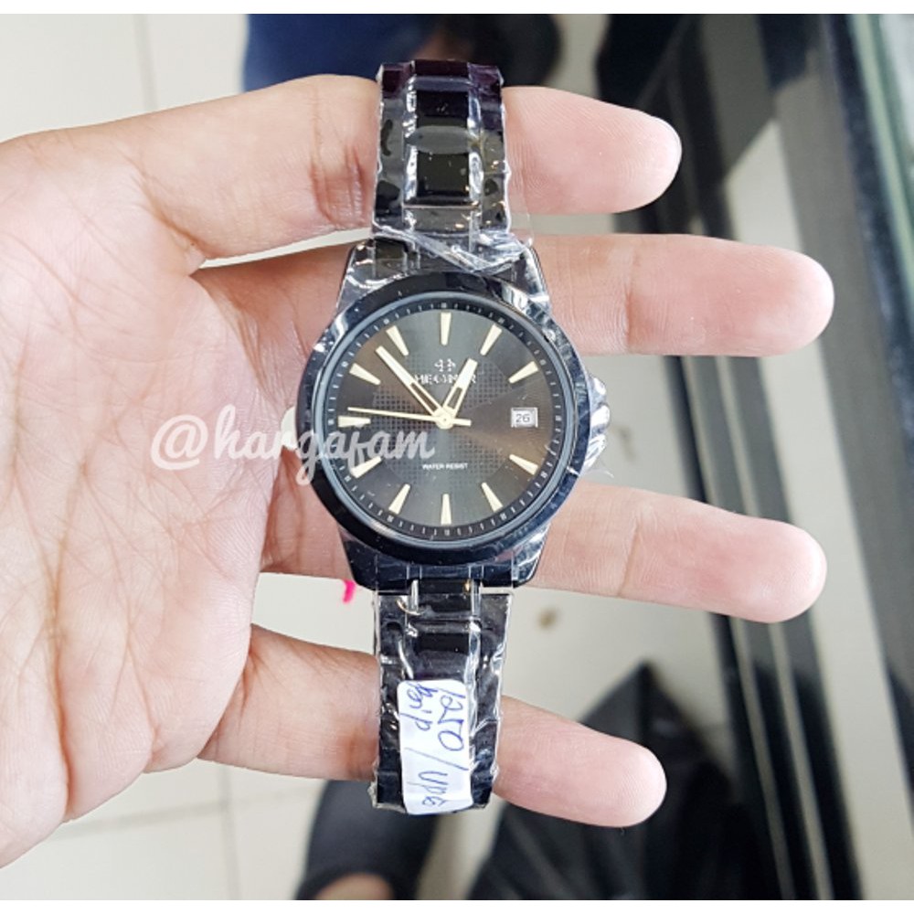 Jam Wanita Original Hegner 1250 Rantai Black | Cream Stripe