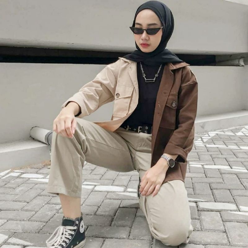 Binggo Combi Moka l Jaket Parka Kanvas Wanita Terlaris