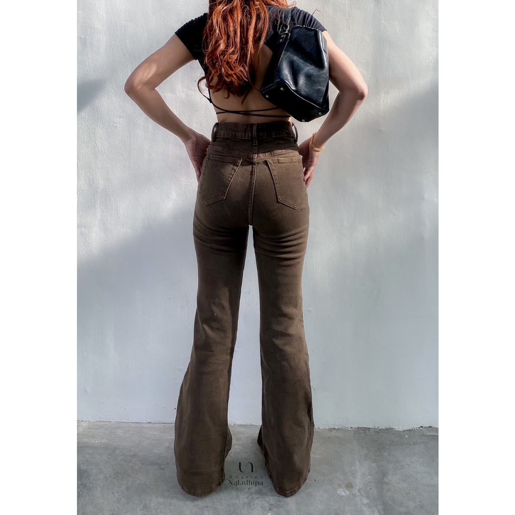 Kezia Cutbray Pants Coklat Tua - Highwaist Jeans Cutbray