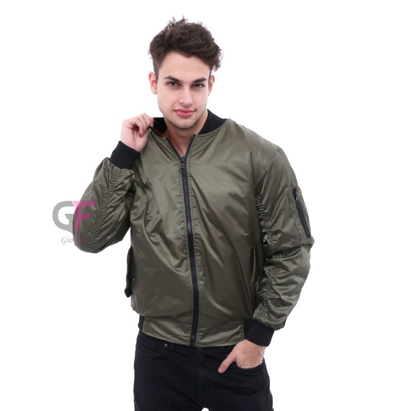 GIOFLO Jaket Bomber Cowok Keren Hijau / JAK 2244