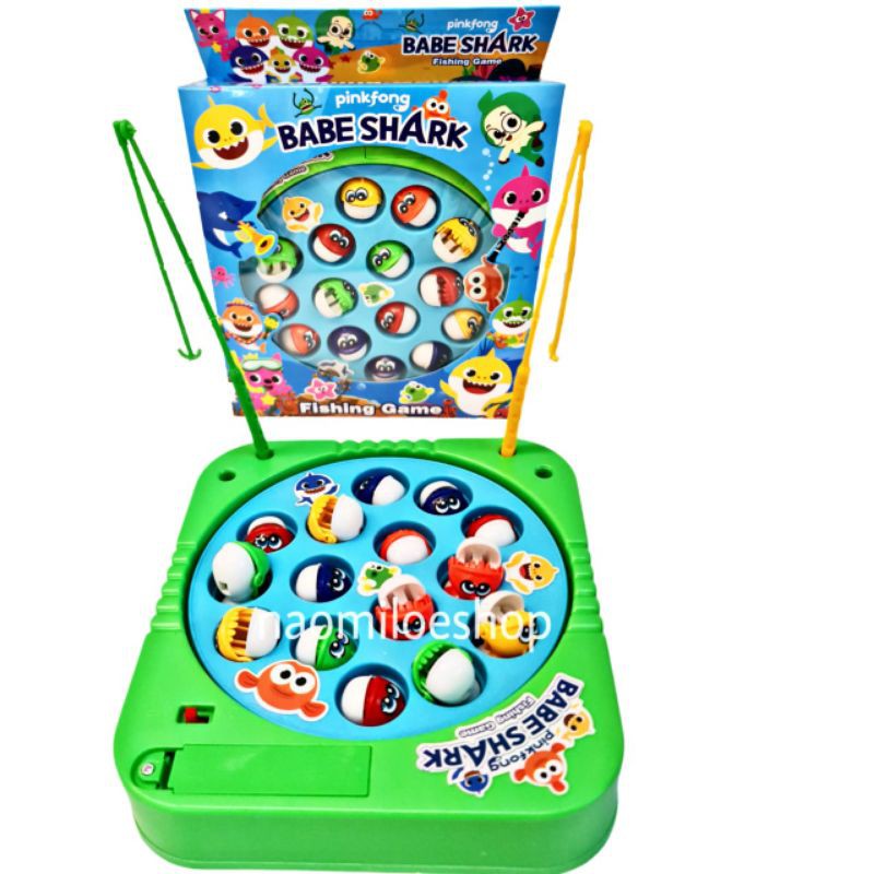 mainan pancingan ikan baterai fishing game baby shark fishing