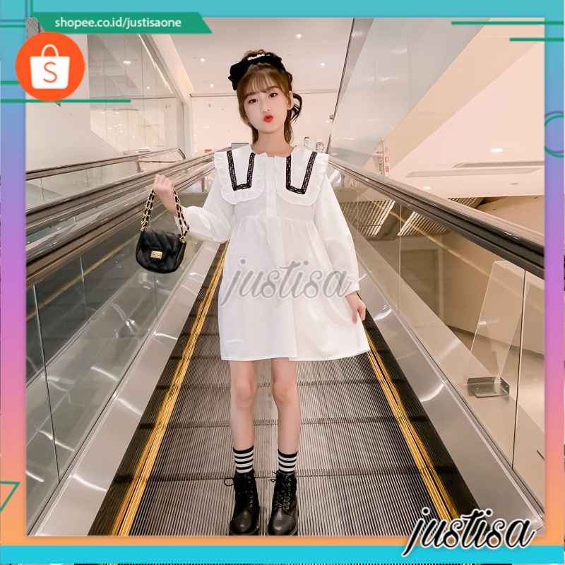 Promo !! Dress import anak cewek / dress sailor polos white ukuran 2-5tahun / Dress anak termurah