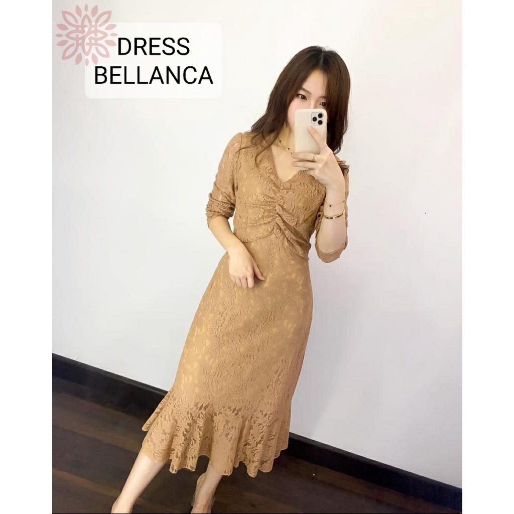 BELLANCA DRESS BRUKAT mF / MIDI DRESS BRUKAT FASHION WANITA / PARTY DRESS / BAJU PESTA BRUKAT SEXY /3UKURAN DRESS BELLANCA S,M,L,XL