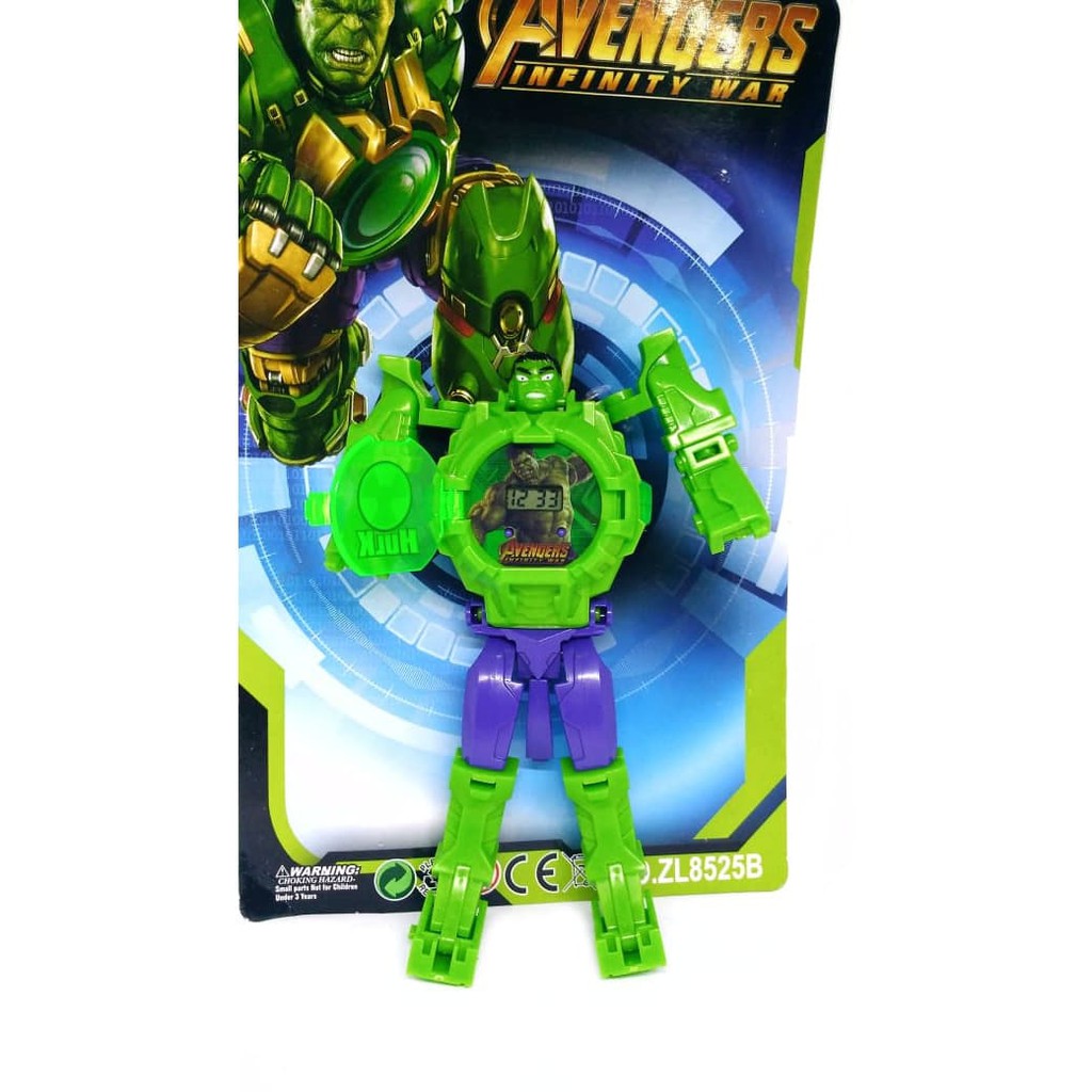 New Item! JAM TANGAN ANAK LAKI LAKI ROBOT AVENGERS HULK DIGITAL LAMPU MURAH Baru!