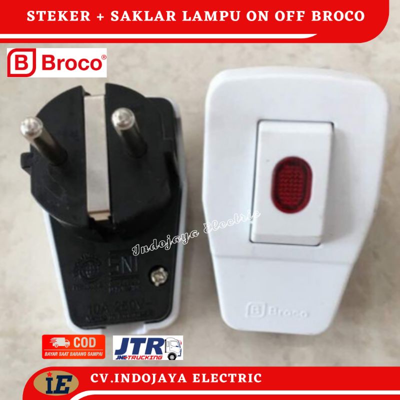 Broco Steker + Saklar Lampu On Off 13311L Putih