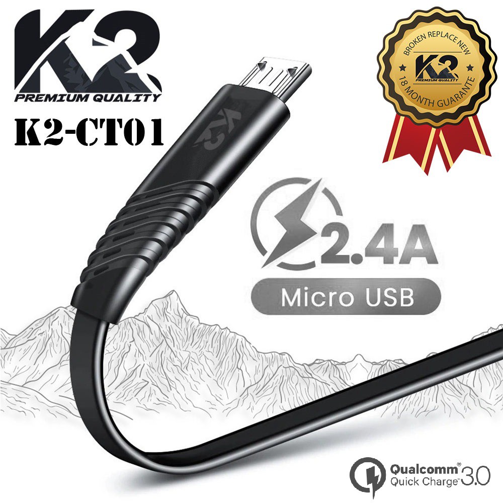 Kabel Data TOPLES MICRO USB / TIPE C K2 PREMIUM QUALITY Fast Charging V8 2.4AMPERE [fs]