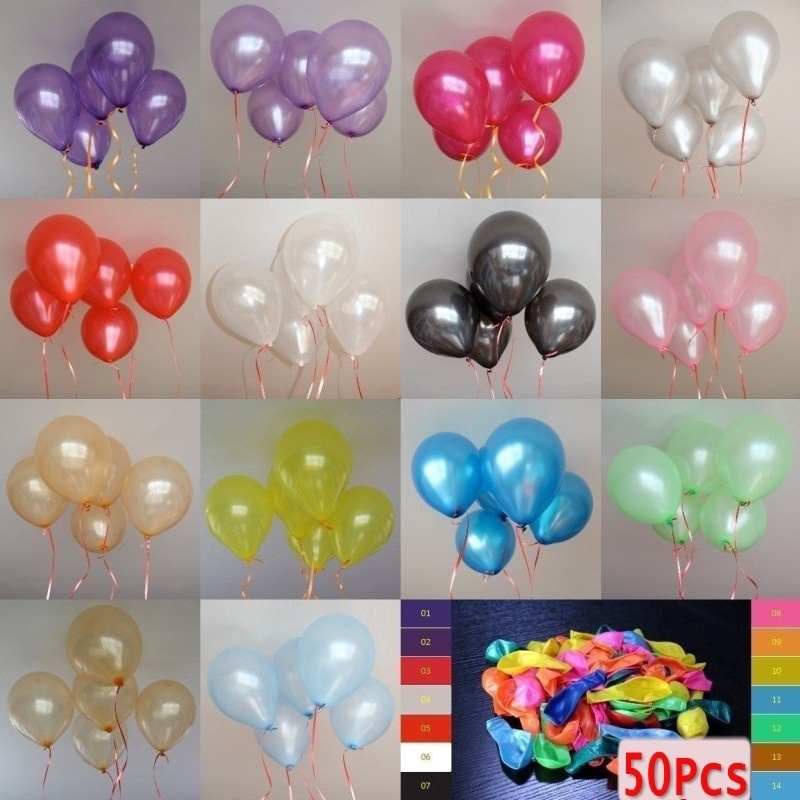 50Pcs Balon Latex Warna  Warni Ukuran 10 Inci Untuk 