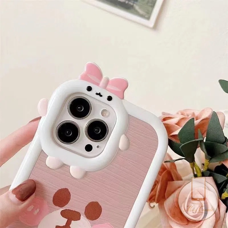 Case Beruang Kartun Untuk Samsung A14 A04s A04 A12 A03 A53 A03s A50 A51 A04E A23 A31 A50s A32 A13 A52 A30s A52s A11 A02s A21s A71 A22 A33 A73 Cute 3D Bow Little Monster Lens Soft Cover