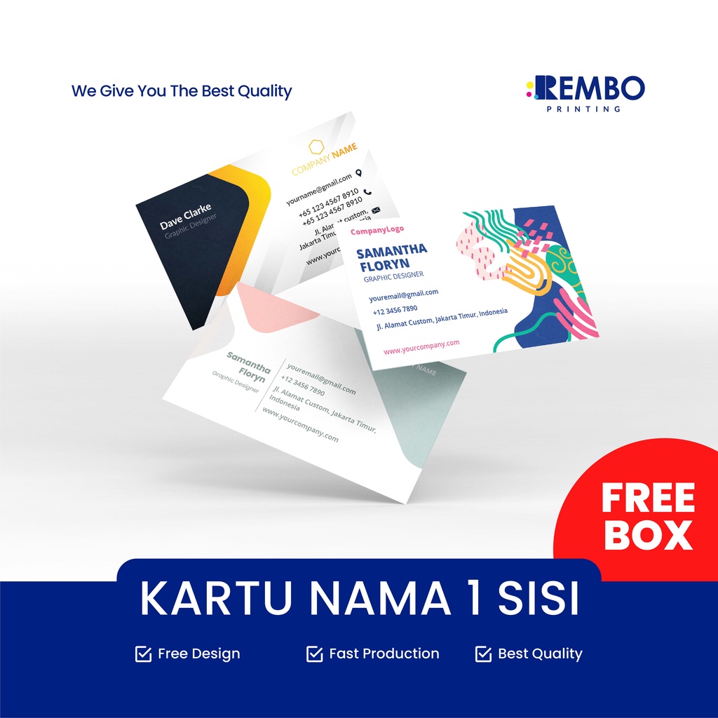 KARTU NAMA 1 SISI FREE DESIGN FREE BOX (LAMINASI DOFF/GLOSSY)